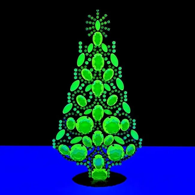 Bohemian Vaseline Uranium Glass Collectible Christmas Tree (1 of 3)