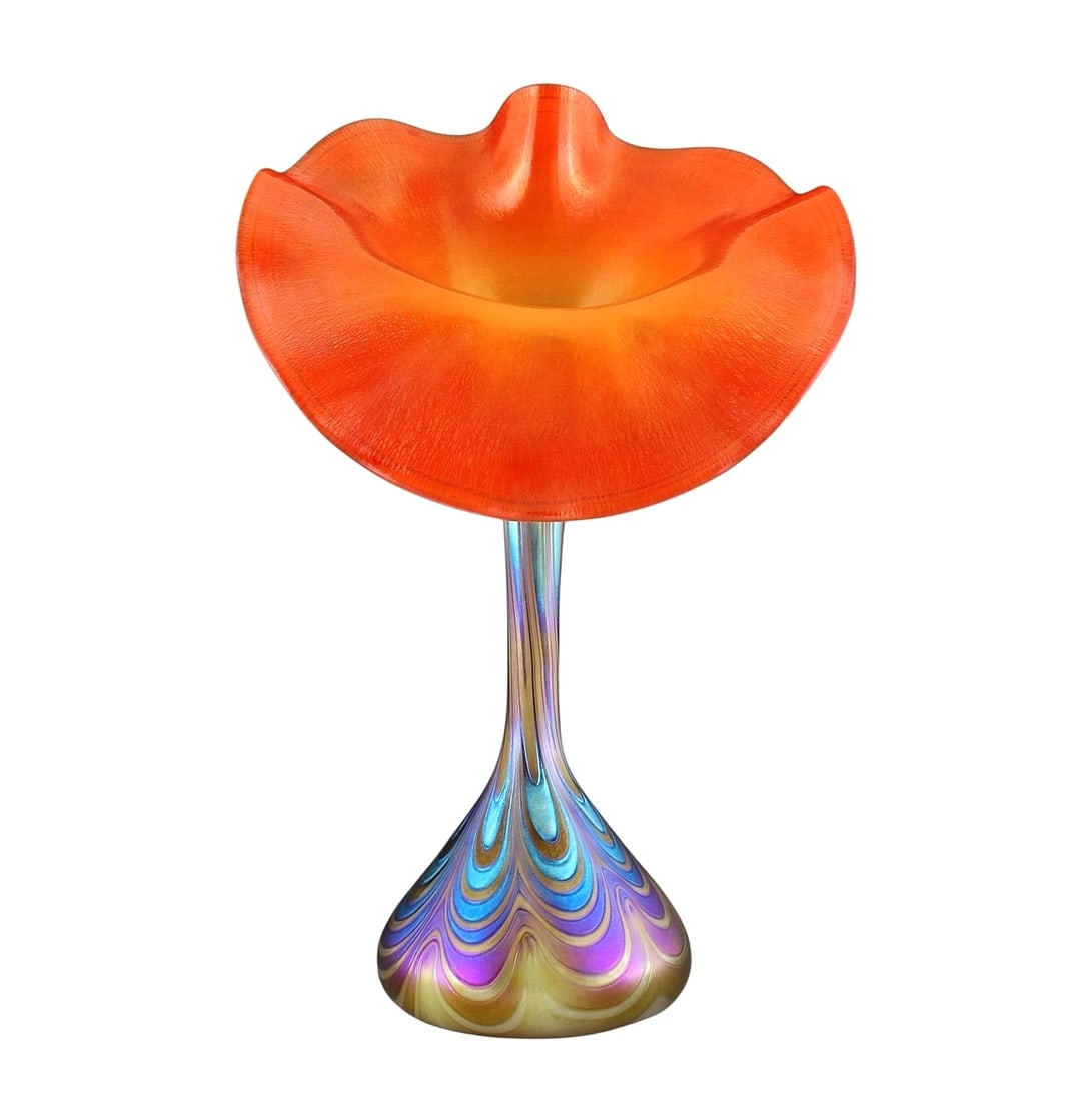 Art Nouveau Iridescent Glass Vase Glamorous Loetz or Tiffany Studios Decor (1 of 2)