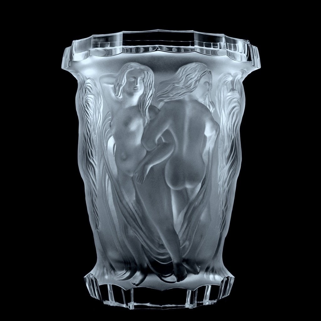 Art Deco Glass Bacchantes Large Vase 1930s H.Hoffmann: Art Deco Glass Vase. This piece was made in Bohemia from ORIGINAL antique vintage molds that were used during the 1930's - 1939's. It is breathtaking high quality satin finish glass in stylish Art Dec