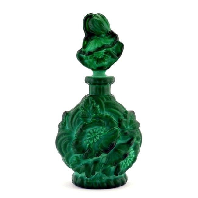 Art Deco Bohemian Malachite Glass Collectible Perfume Bottle 1930' H.Hoffmann (1 of 3)