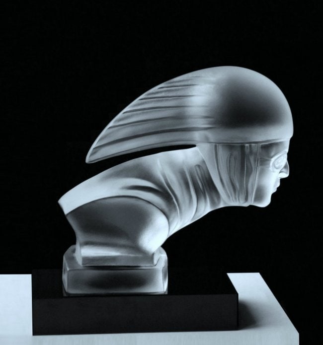 1930' H. Hoffmann Art Deco Glass Sculpture ' Racer ' Hood Ornament: This piece is a great addition to collection or a great gift. Timeless design - Top Qality Art Deco Collectible Glass Car Mascot, Hood Ornament ' Racer ' Figurine. This piece was made in Bohemia from 