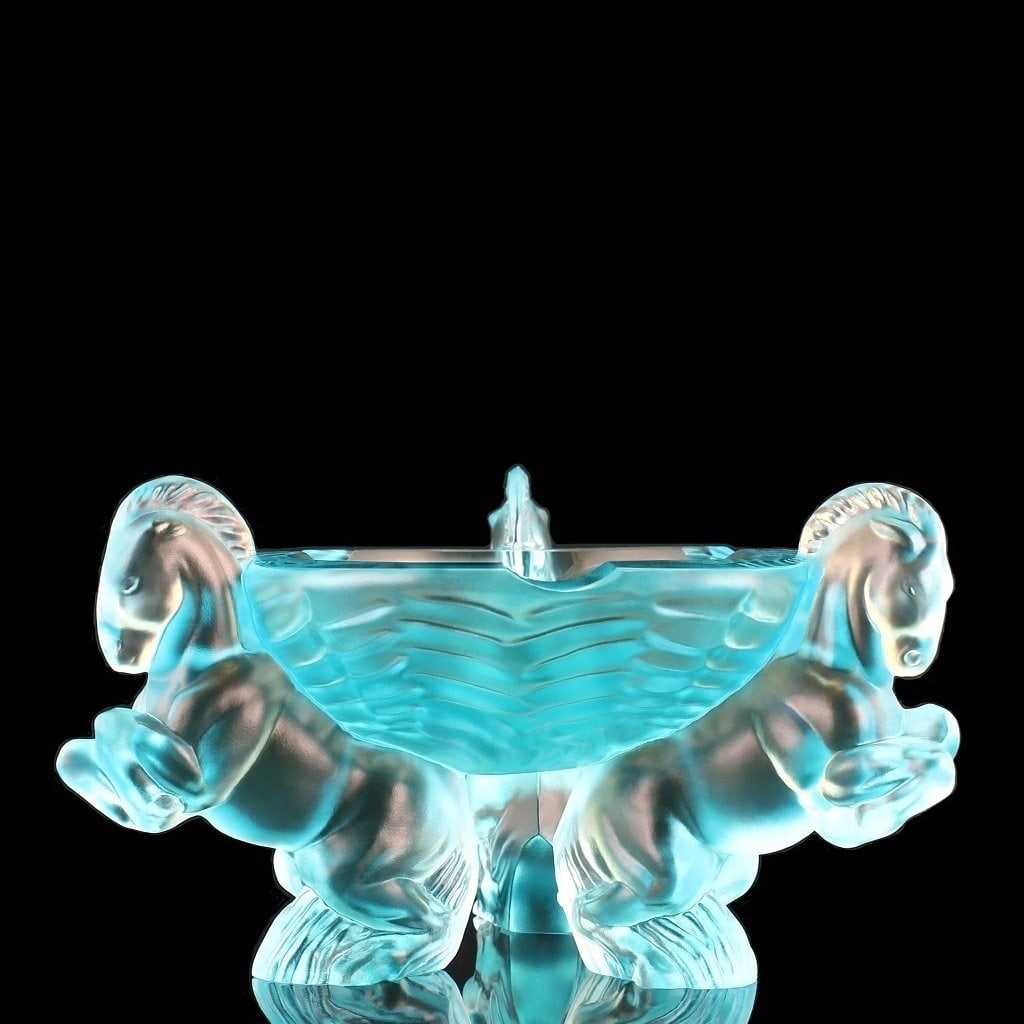 Art Deco Aquamarine Vaseline Glass Ashtray 1930' H.Hoffmann: Top Quality Art Deco Aquamarine Cyan Vaseline Glass Ashtray. This piece was made in Bohemia from ORIGINAL antique molds that were used during the 1930's - 1939's. It is breathtaking high quality satin