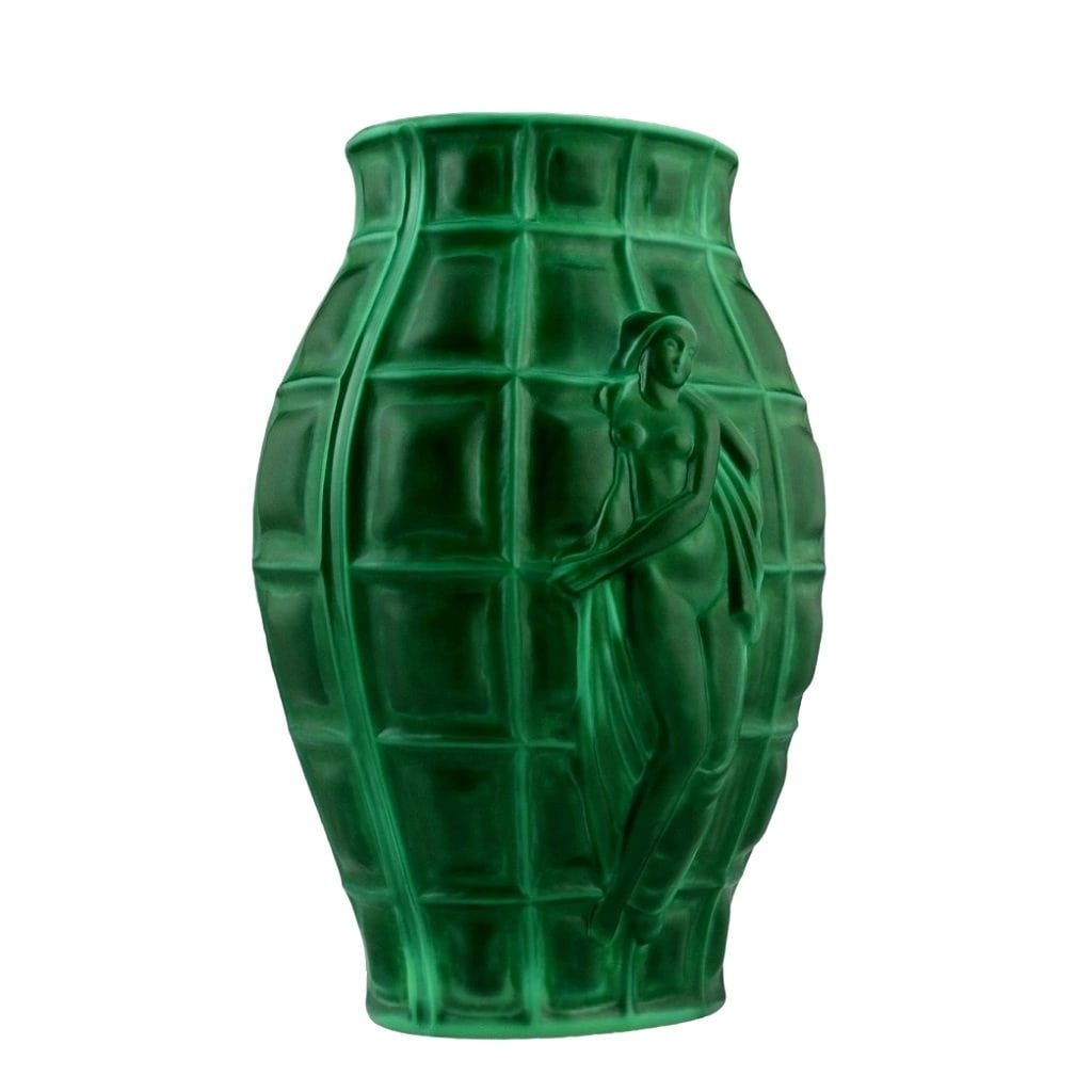 Art Deco Malachite Glass Large Vase 1930' H.Hoffmann: This piece is a great addition to collection or a great gift. Timeless design - Top Qality Art Deco Jade Malachite Collectible Glass Vase. This vase was originally made by LALIQUE. This piece was made