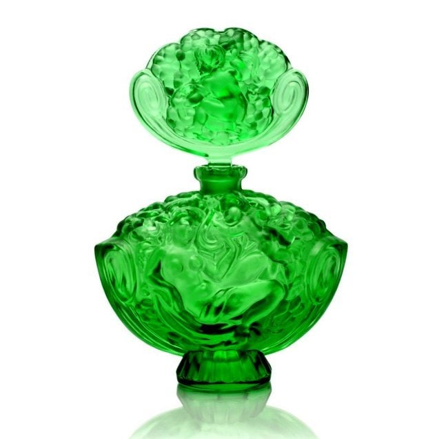 Glamorous Collectible Art Deco Glass Large Perfume Bottle 1930' H.Hoffmann: This piece is a great addition to collection or a great gift. Top Quality Art Deco Green Glass Perfume Bottle. This piece was made in Bohemia from ORIGINAL antique molds that were used during the 1930