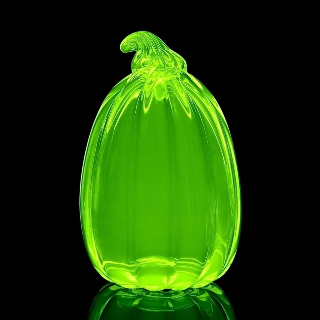 Bohemian Uranium Glass Large Pumpkin (1 of 2)