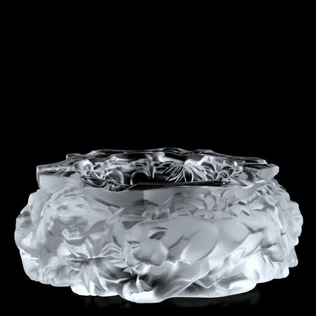 Art Deco Glass Large Ashtray ' Panthers ' Sculpture 1930' H.Hoffmann (1 of 2)