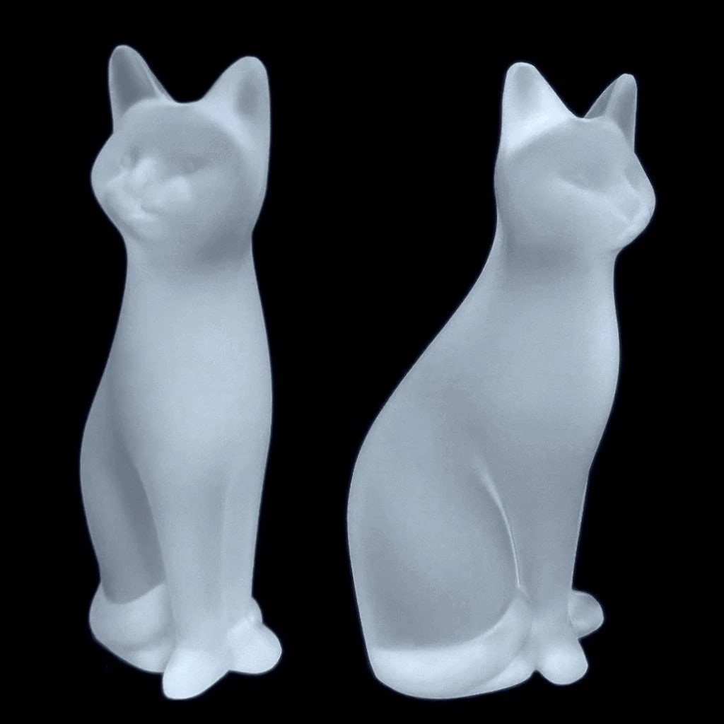 Art Deco Glass Large Cat ( 2 pieces ) Sculpture 1930' H.Hoffmann: Clear Frosted Glass Cat. These pieces was made in Bohemia from ORIGINAL antique molds that were used during the 1930's - 1939's. It is BREATHTAKING high quality satin finish glass sculpture in stylish