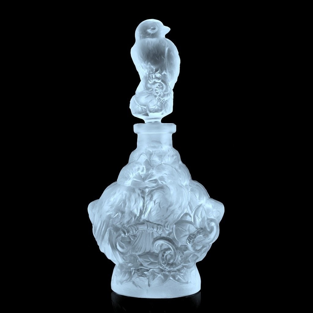 Art Deco 1930' H.Hoffmann Bohemian Glass Collectible Perfume Bottle: This piece is a great addition to collection or a great gift. Top Quality Art Deco Frosted Clear Glass Perfume Bottle. This piece was made in Bohemia from ORIGINAL antique molds that were used during 