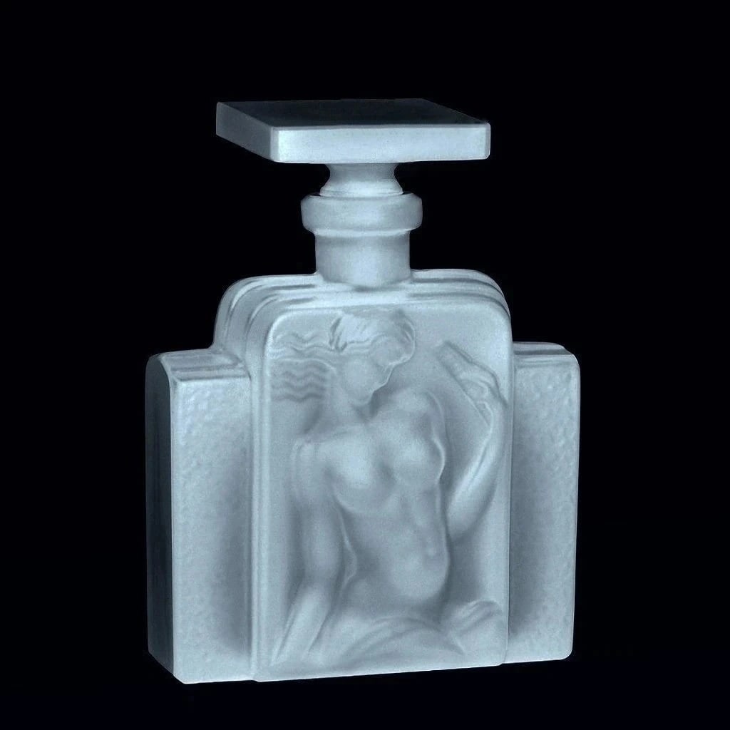 Art Deco Satin Clear Glass ' Odalisque ' Small Perfume Bottle 1930' H.Hoffmann: This piece is a great addition to collection or a great gift. Top Quality Art Deco Glass Perfume Bottle. This piece was made in Bohemia from ORIGINAL antique molds that were used during the 1930's - 1