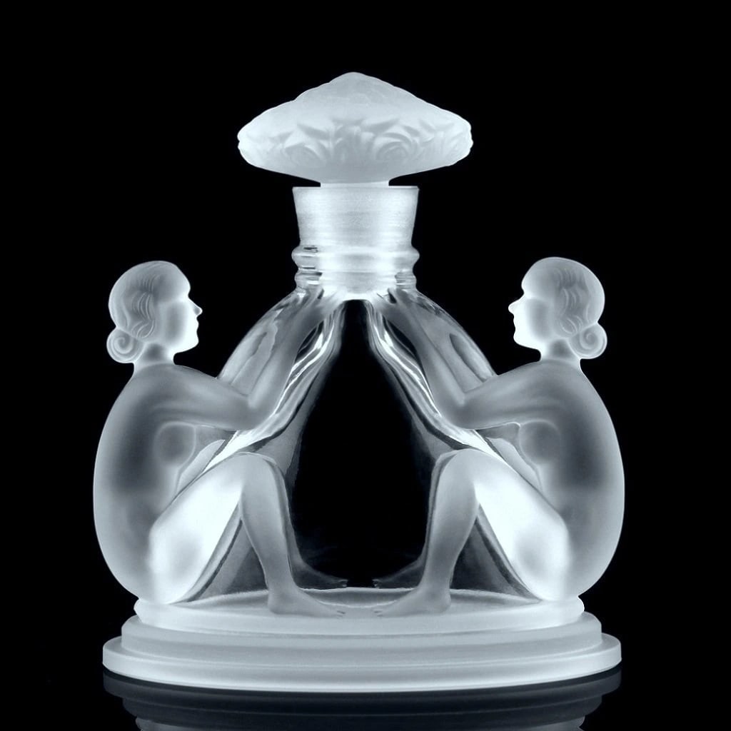 Art Deco Bohemian Collectible Perfume Bottle Clear Frosted Glass 1930' H.Hoffmann: This piece is a great addition to collection or a great gift. Timeless design - Top Qality Art Deco Glass Perfume Bottle. This piece was made in Bohemia from the ORIGINAL Antique Vintage molds that wa