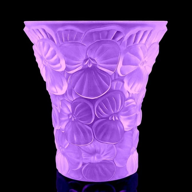 Glamorous Art Deco Alexandrite Glass Purple Vase 1930' H.Hoffmann: Top Quality Alexandrite Glass Vase with flowers decor - excellent colour and details. This piece was made in Bohemia from ORIGINAL antique molds that were used during the 1930's - 1939's. It is breath