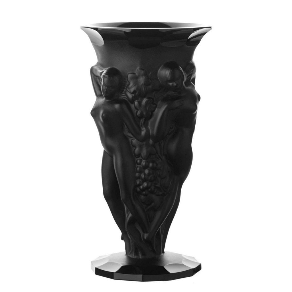 Glamorous Art Deco Black Glass Bacchantes Vase H.Hoffmann: This piece is a great addition to collection or a great gift. Top Quality Black Glass Vase with raised figures of revelling bacchantes around the full circumference exhibiting excellent colour and det
