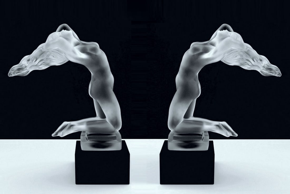 Bookends France Art Deco Collectible Glass 1930' H.Hoffmann: These 2 figurines is a great addition to collection or a great gift. Timeless design - Top Qality Art Deco Glass Figurines. These glass scultures was made in Bohemia from the ORIGINAL antique vintage 