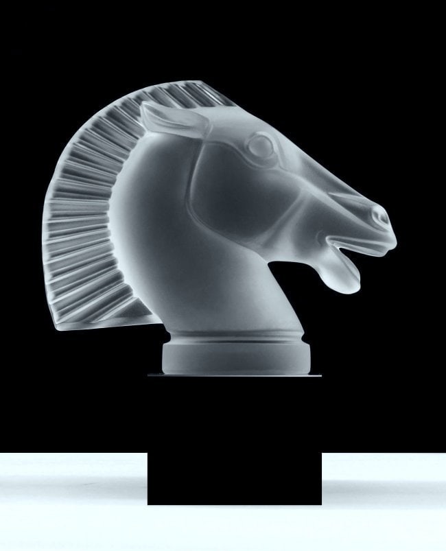Art Deco Glass ' Head Horse ' Hood Ornament Sculpture 1930' H.Hoffmann By Lalique: This piece is a great addition to collection or a great gift. Timeless design - Top Qality Art Deco Glass Car Mascot, Hood Ornament Figurine. This piece was made in Bohemia from the ORIGINAL antique v