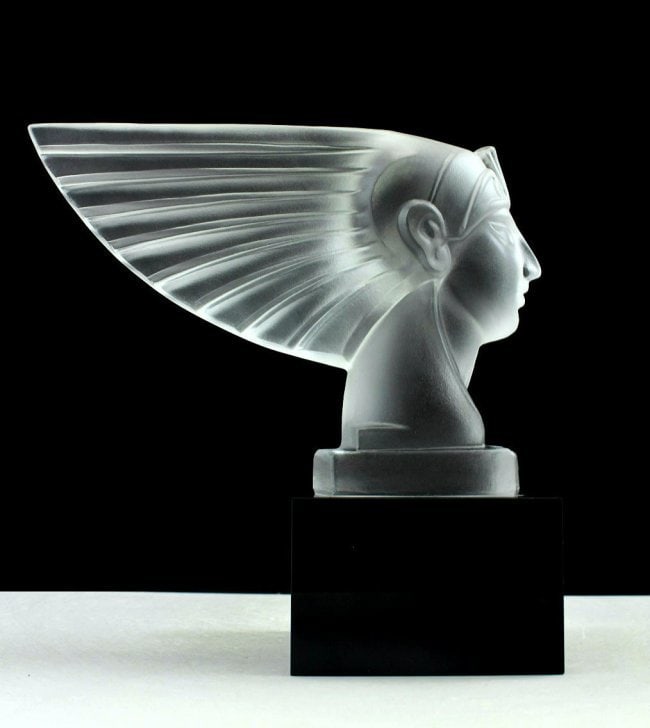 Glamorous Art Deco Glass Car Mascot ' Pharaoh Head ' Sculpture 1930' H.Hoffmann: This piece is a great addition to collection or a great gift. Timeless design - Top Qality Art Deco Glass Car Mascot, Hood Ornament Figurine. This piece was made in Bohemia from the ORIGINAL antique v
