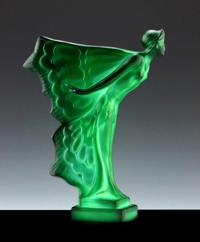 Art Deco Jade Malachite Sculpture Rolls Royce ' Flying Lady ' Hood Ornament 1930' H.Hoffmann (1 of 6)