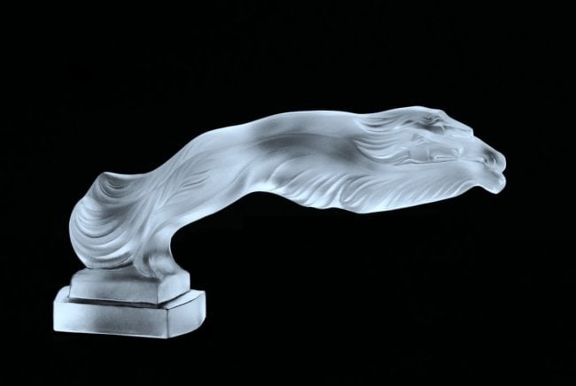 Art Deco 1930' Glass Car Mascot ' Greyhounds ' Sculpture Hood Ornament: This piece is a great addition to collection or a great gift. Timeless design - Top Qality Art Deco Glass Car Mascot Hood Ornament Emblem Figurine for Classic, old, veteran car. This piece was made in