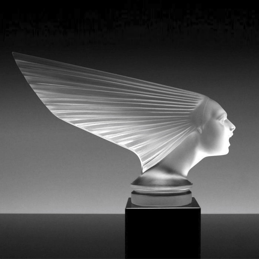 Art Deco Glass Sculpture ' Spirit Of The Wind ' VICTOIRE Hood Ornament 1930' H.Hoffmann by Lalique: This piece is a great addition to collection or a great gift. Timeless design - Top Qality Art Deco Collectible Glass Car Mascot ' Victoire ' Hood Ornament Statue. This piece was made in Bohemia from 