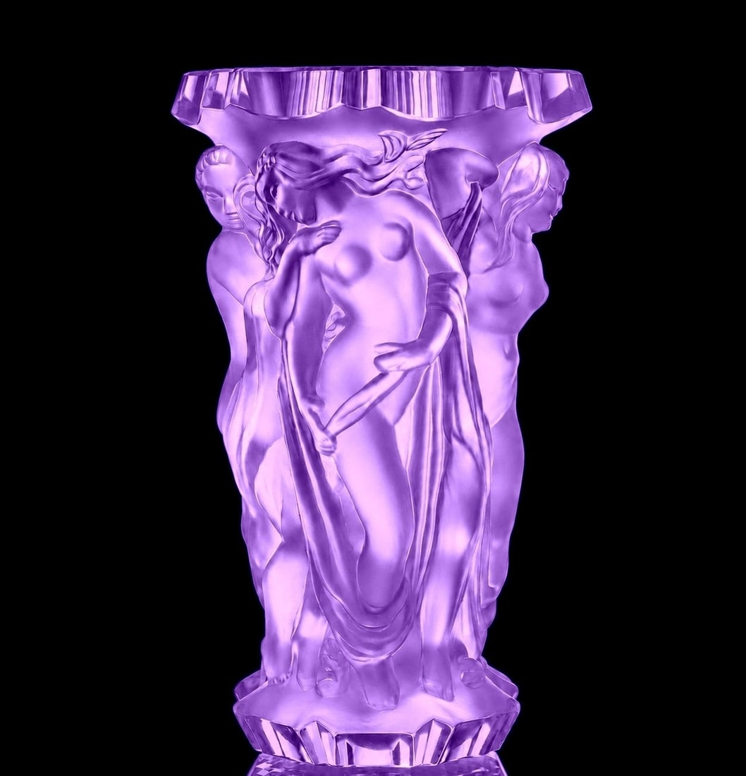 Glamorous Art Deco Alexandrite Glass Bacchantes Large Vase 1930' H. Hoffmann: Art Deco Alexandrite Glass Vase. This piece was made in Bohemia from the ORIGINAL antique molds that was used back in 1930's - 1939's. It is BREATHTAKING high quality satin finish glass in stylish Art