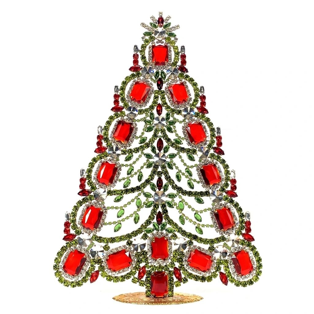 Extra Large Glass Christmas Tree Vintage Czech Rhinestone Holiday Decor (1 of 2)