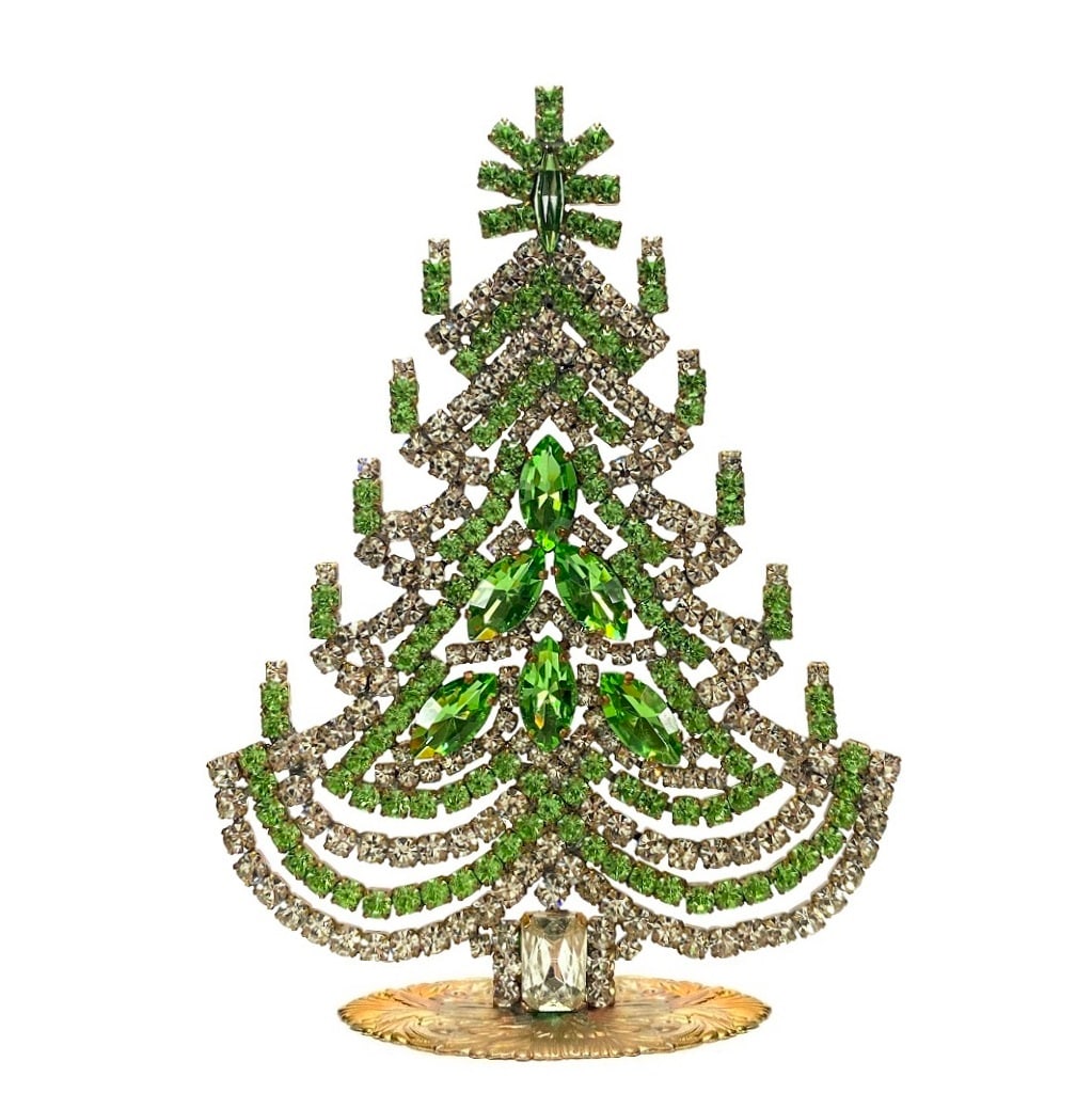 Small Glass Christmas Tree Vintage Czech Rhinestone Holiday Decor: Beautiful vintage standing Christmas tree. A charming vintage Christmas decoration, perfect for collectors or as a special holiday gift. Height 5 1/2'' ( 14 cm ). Fast worldwide delivery: 2–5 days.