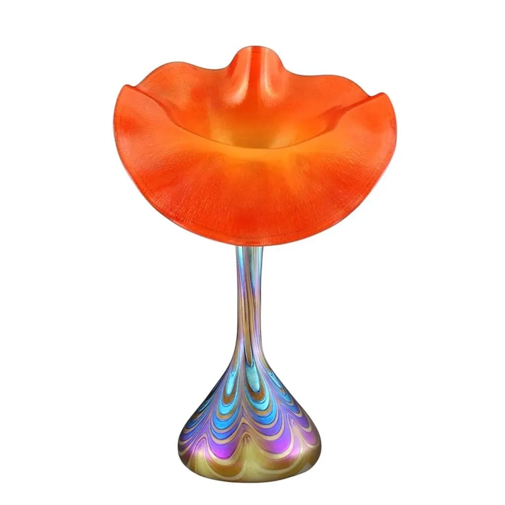 Art Nouveau Iridescent Glass Vase Glamorous Loetz or Tiffany Studios Decor (1 of 2)