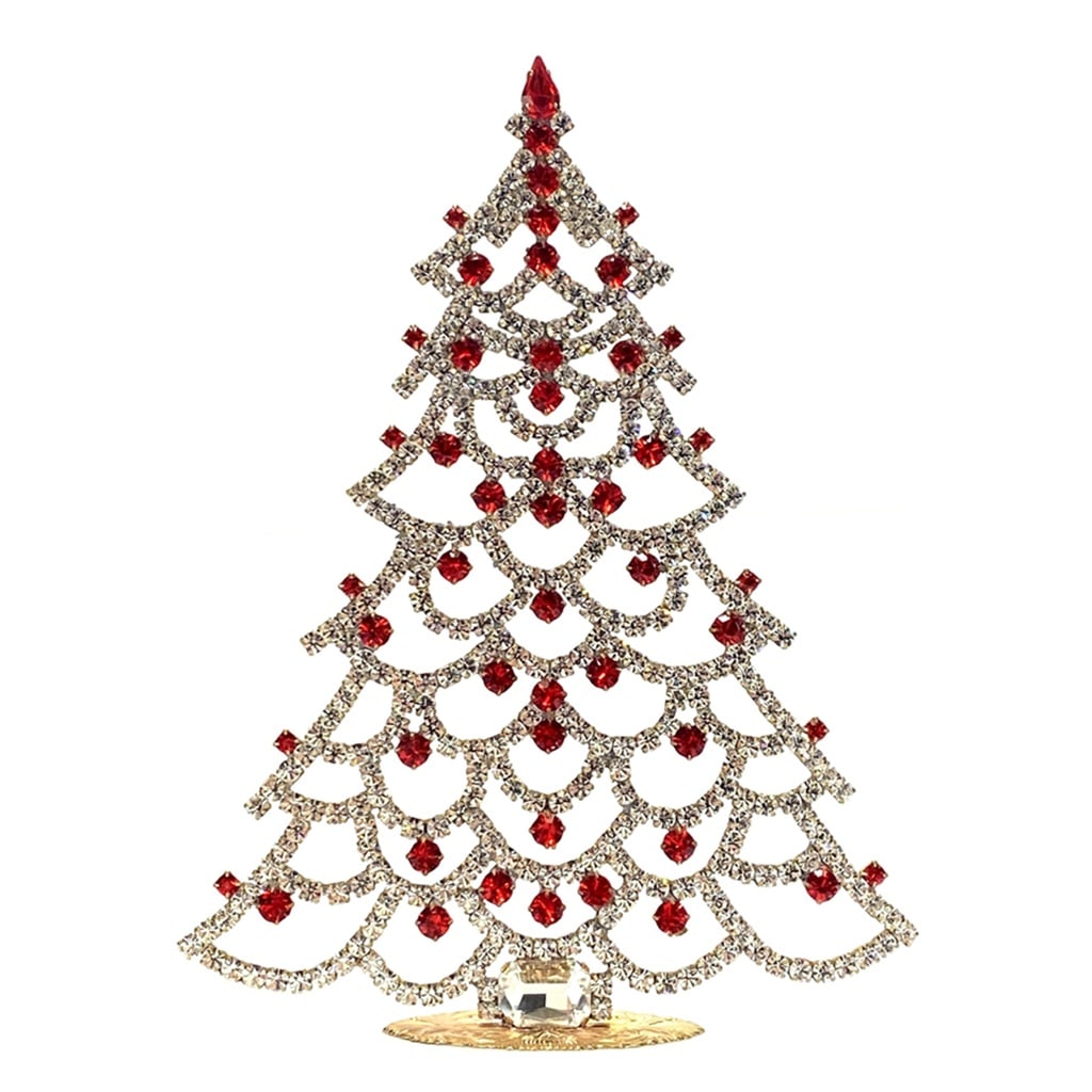 Large Glass Christmas Tree Vintage Czech Rhinestone Holiday Decor: Beautiful vintage standing Christmas tree. A charming vintage Christmas decoration, perfect for collectors or as a special holiday gift. Height 8 '' (20 cm ). Fast worldwide delivery: 2–5 days.