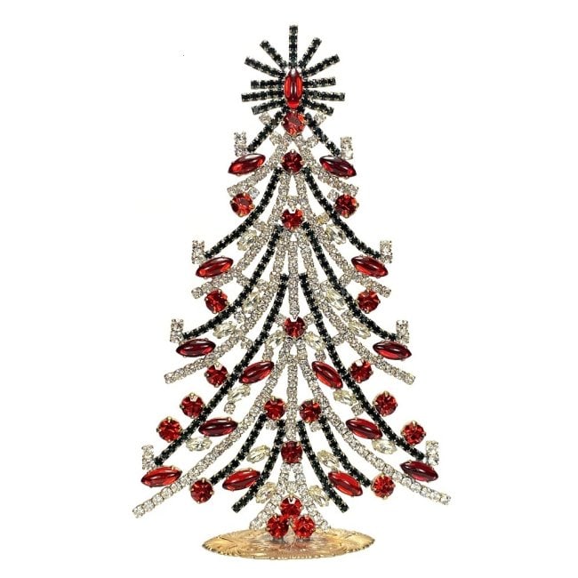 Large Glass Christmas Tree Vintage Czech Rhinestone Holiday Decor: Beautiful vintage standing Christmas tree. A charming vintage Christmas decoration, perfect for collectors or as a special holiday gift. Height 8 '' ( 20 cm ). Fast worldwide delivery: 2–5 days.