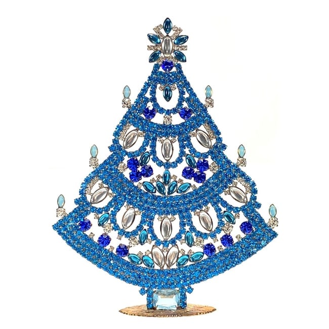 Large Glass Christmas Tree Vintage Czech Rhinestone Holiday Decor: Beautiful vintage standing Christmas tree. A charming vintage Christmas decoration, perfect for collectors or as a special holiday gift. Height 8 '' ( 20 cm ). Fast worldwide delivery: 2–5 days.