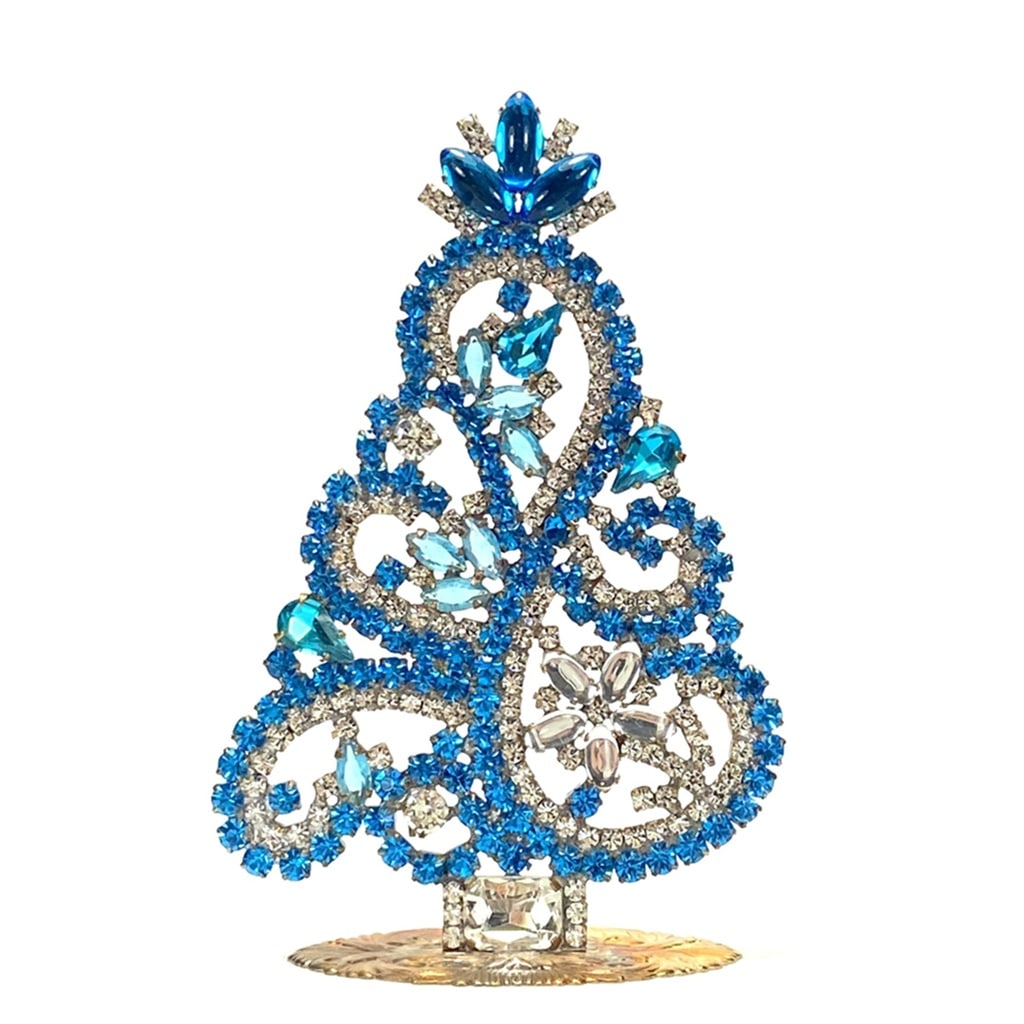 Small Glass Christmas Tree Vintage Czech Rhinestone Holiday Decor (1 of 2)