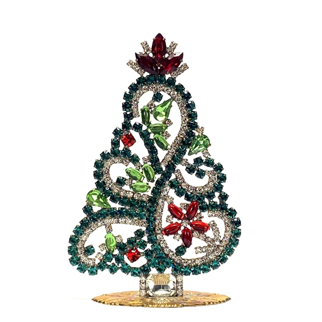 Small Glass Christmas Tree Vintage Czech Rhinestone Holiday Decor (1 of 2)