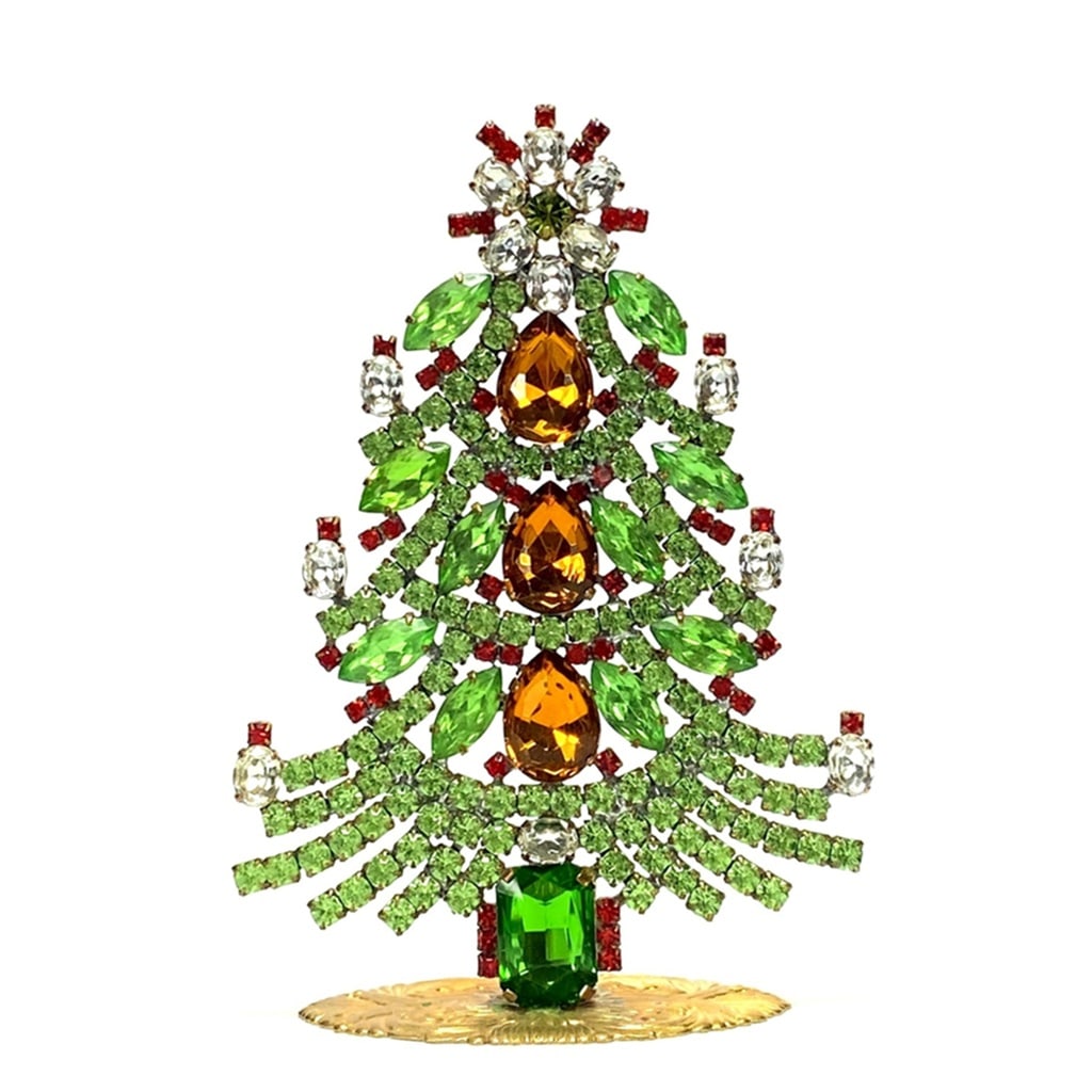 Small Glass Christmas Tree Vintage Czech Rhinestone Holiday Decor (1 of 2)
