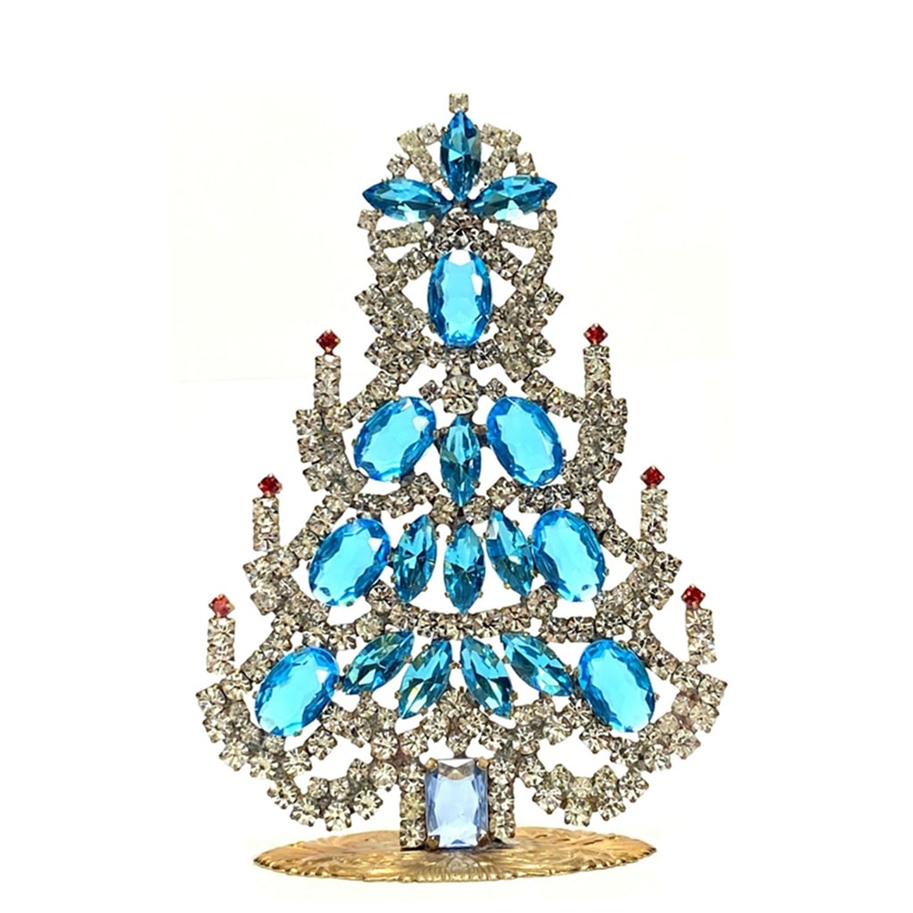 Small Glass Christmas Tree Vintage Czech Rhinestone Holiday Decor: Beautiful vintage standing Christmas tree. A charming vintage Christmas decoration, perfect for collectors or as a special holiday gift. Height 5 '' ( 13 cm ). Fast worldwide delivery: 2–5 days.