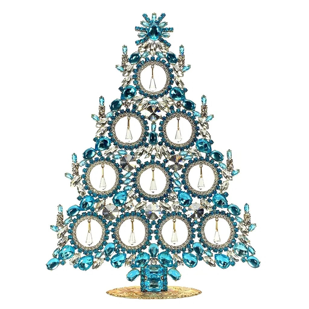 Extra Large Glass Christmas Tree Vintage Czech Rhinestone Holiday Decor: Beautiful vintage standing Christmas tree. A charming vintage Christmas decoration, perfect for collectors or as a special holiday gift. Height 11 1/2 '' (29 cm). Fast worldwide delivery: 2–5 days.