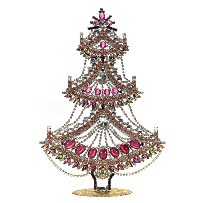 Extra Large Glass Christmas Tree Vintage Czech Rhinestone Holiday Decor: Beautiful vintage standing Christmas tree. A charming vintage Christmas decoration, perfect for collectors or as a special holiday gift. Height 12 " ( 30 cm ). Fast worldwide delivery: 2–5 days.