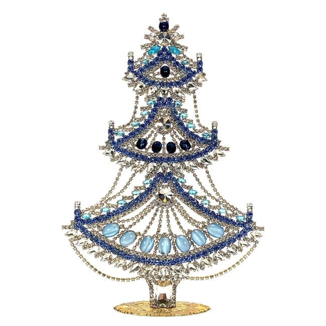 Extra Large Glass Christmas Tree Vintage Czech Rhinestone Holiday Decor: Beautiful vintage standing Christmas tree. A charming vintage Christmas decoration, perfect for collectors or as a special holiday gift. Height 12 " ( 30 cm ). Fast worldwide delivery: 2–5 days.