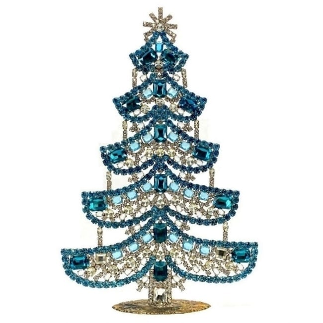 Extra Large Glass Christmas Tree Vintage Czech Rhinestone Holiday Decor: Beautiful vintage standing Christmas tree. A charming vintage Christmas decoration, perfect for collectors or as a special holiday gift. Height 12 " ( 30 cm ). Fast worldwide delivery: 2–5 days.