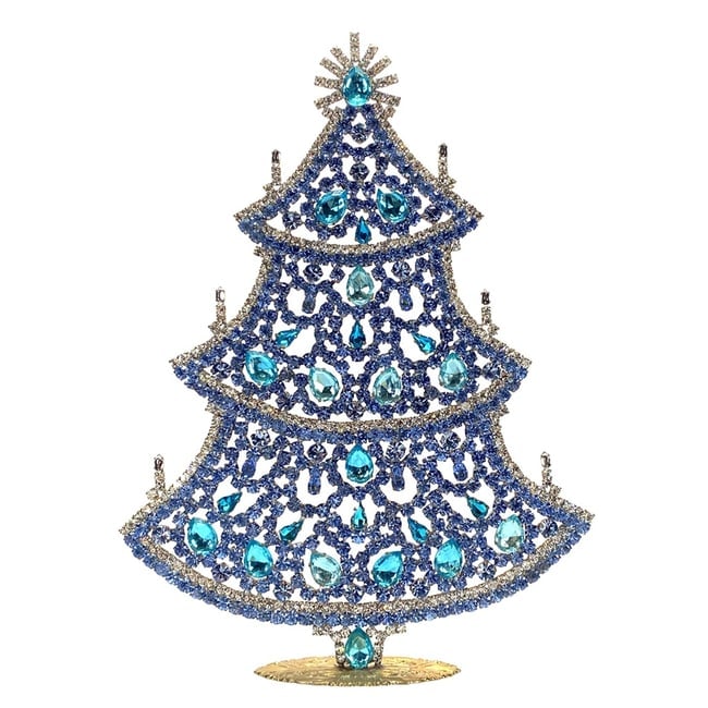 Extra Large Glass Christmas Tree Vintage Czech Rhinestone Holiday Decor: Beautiful vintage standing Christmas tree. A charming vintage Christmas decoration, perfect for collectors or as a special holiday gift. Height 11 1/2 " ( 29 cm ). Fast worldwide delivery: 2–5 days.