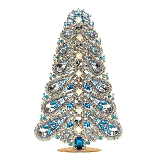 Extra Large Glass Christmas Tree Vintage Czech Rhinestone Holiday Decor: Beautiful vintage standing Christmas tree. A charming vintage Christmas decoration, perfect for collectors or as a special holiday gift. 12 1/2 " ( 32 cm ). Fast worldwide delivery: 2–5 days.