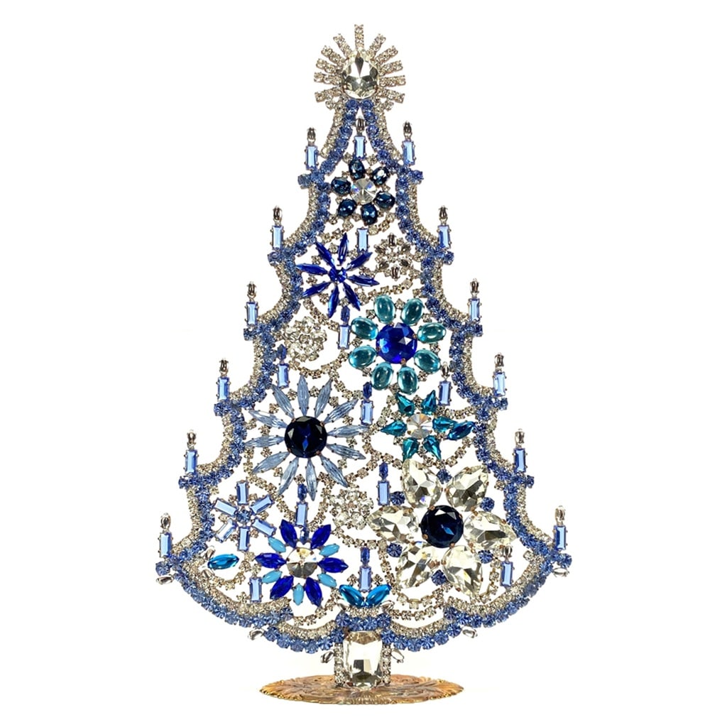 Extra Large Glass Christmas Tree Vintage Czech Rhinestone Holiday Decor: Beautiful vintage standing Christmas tree. A charming vintage Christmas decoration, perfect for collectors or as a special holiday gift. Height: 12 1/2 " ( 32 cm ). Fast worldwide delivery: 2–5 days