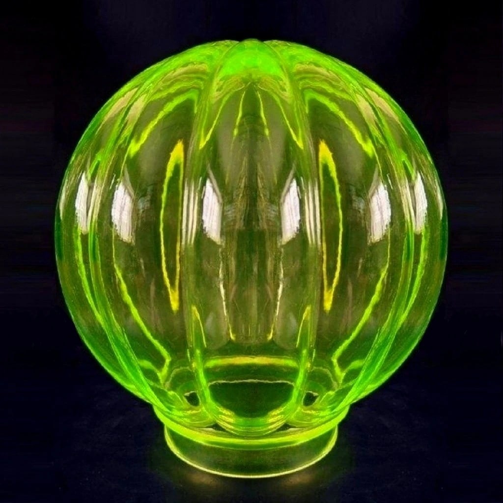 Art Deco Transparent Vaseline Uranium Glass Lamp Shade: Rare Art Deco Transparent Uranium Glass Lamp Shade for Antique Lamp. The glass shade has no chips or cracks. A beautiful collectible piece, ideal for an antique or Art Deco lamp. Dimensions: All dimen