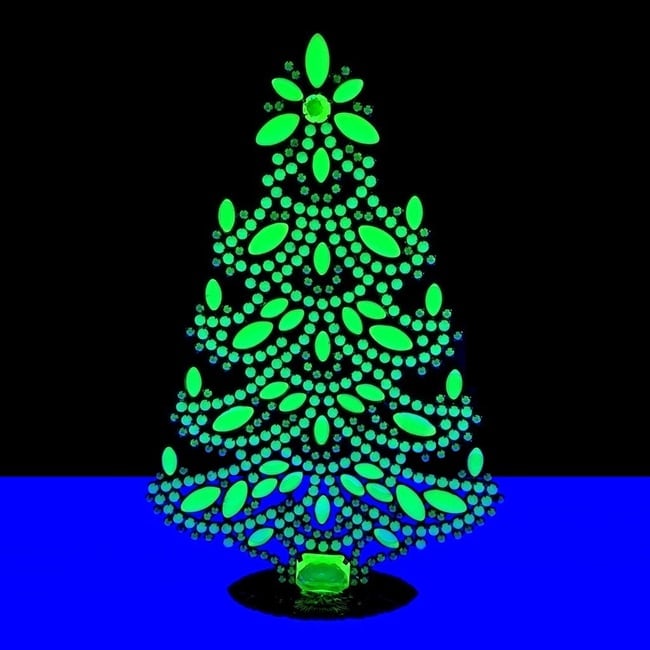 Bohemian Vaseline Uranium Glass Collectible Christmas Tree (1 of 2)