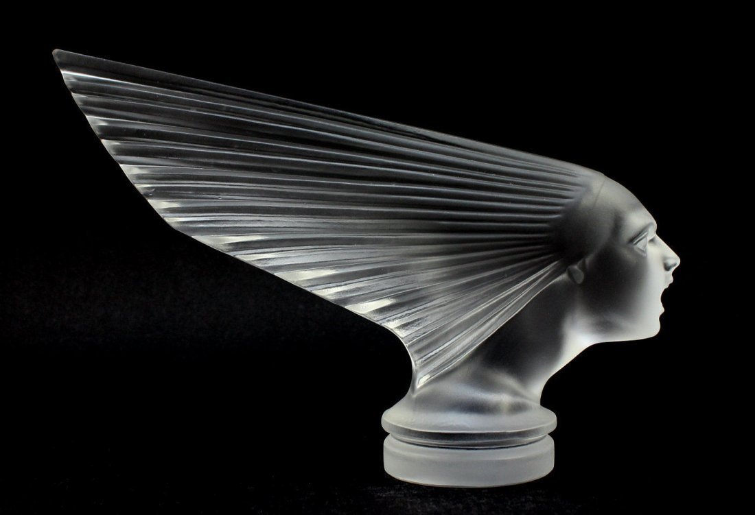 Bohemian Art Deco Glass VICTOIRE Car Mascot H.Hoffmann: This car mascot "Spirit of the Wind" was originally made by Lalique (and sells as high as $17,000), this piece was made in Bohemia. It is BREATHTAKING high quality satin finish glass sculpture (Spirit