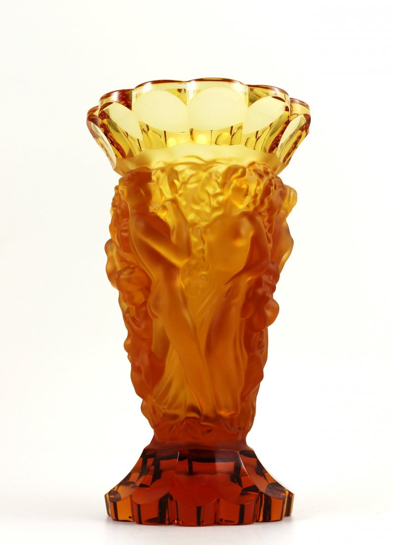 Bohemian Art Deco Amber Glass Rare Large Vase (1 of 5)