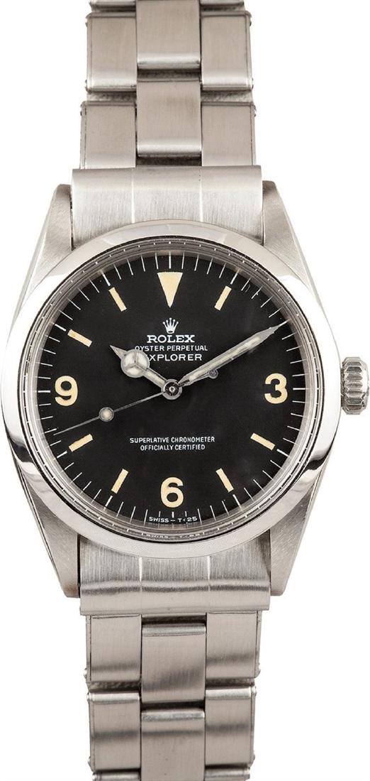 Pre-owned Rolex Explorer: Model/Style-Explorer 1016 Serial/Year-Random Features-Automatic movement, acrylic crystal, waterproof screw-down crown Case-Stainless steel w/ smooth bezel (40mm). Case is in excellent condition. Br