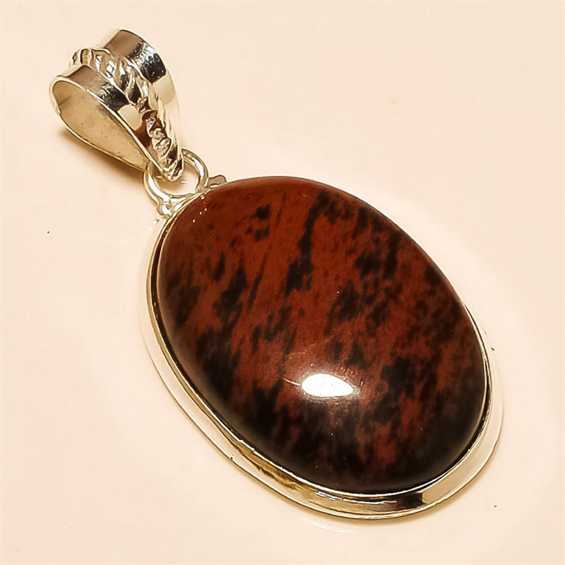 Red Obsidian Pendant Solid Sterling Silver: Red Obsidian Pendant Solid Sterling Silver Length:2 inch Weight:10 gram #P-508