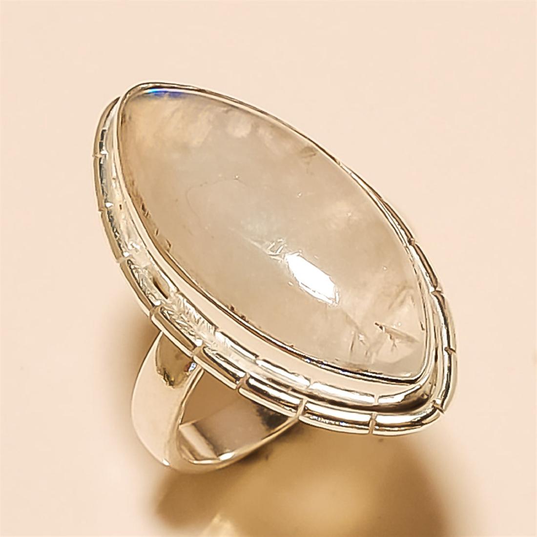 Moonstone RING Solid Sterling Silver: Moonstone RING Solid Sterling Silver Length:1inch Weight:6gram Size:6 #R-139
