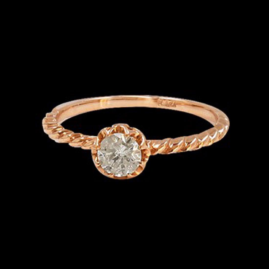 0.38CT NATURAL DIAMOND 14K ROSE GOLD RING: 14K ROSE GOLD NATURAL DIAMOND RING:1.54 GRAMS/DIAMOND:0.38CT//#GVR1089 **Warmly crafted in 14k rose gold, this 0.09ct Oval Cut Diamond Solitaire sparkles dynamically. A stone of mental and psychic act