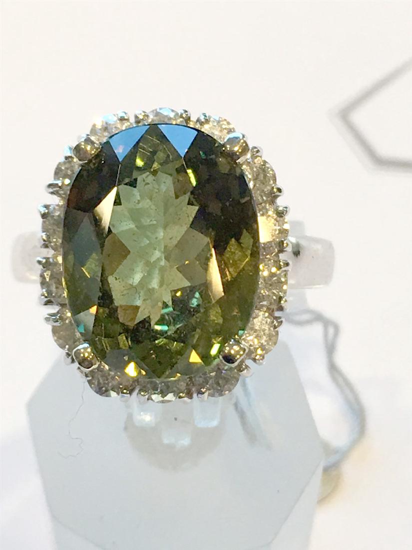 8.44CT Natural Alexandrite 14K White Gold Ring: 14K WHITE GOLD RING 7.00GR / DIAMOND 2.00CT / ALEXANDRITE 8.44CT