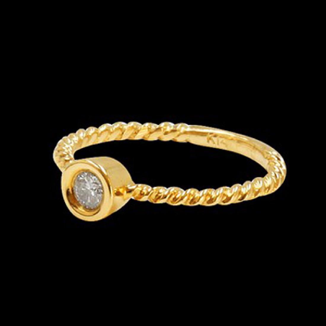 0.13CT NATURAL DIAMOND 14K YELLOW GOLD RING: 14K YELLOW GOLD NATURAL DIAMOND RING:1.79 GRAMS/DIAMOND:0.13CT//#GVR1087 **Warmly crafted in 14k yellow gold, this 0.13ct Round Brilliant Cut Bezel Setting Diamond Solitaire sparkles dynamically. A st